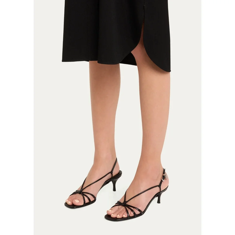 Prada Capretto Strappy 55mm Black Leather Slingback Sandal Mule Kitten Heel 38.5 - Picture 9 of 16